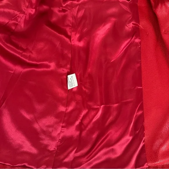 Freda Red Faux Leather Trench Coat - Picture 5 of 6
